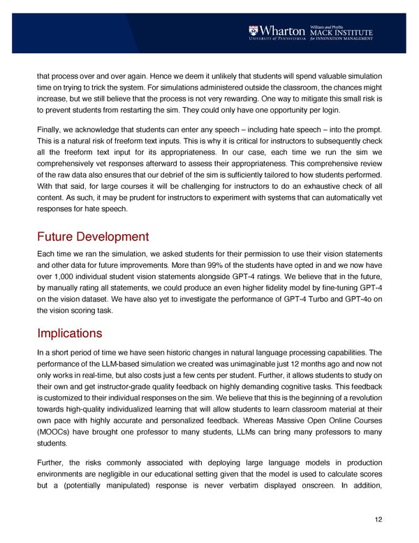 Beyond Multiple Choice: The Role of Large Language Models in Educational Simulations - Page 12
