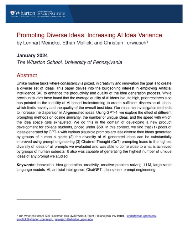 Prompting Diverse Ideas: Increasing AI Idea Variance - Page 1