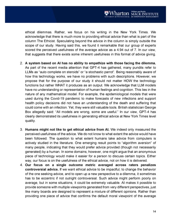 Can AI Provide Ethical Advice? - Page 14