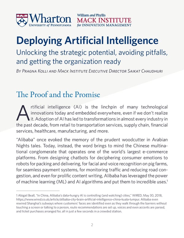 Deploying Artificial Intelligence: Strategic Insights - Page 2