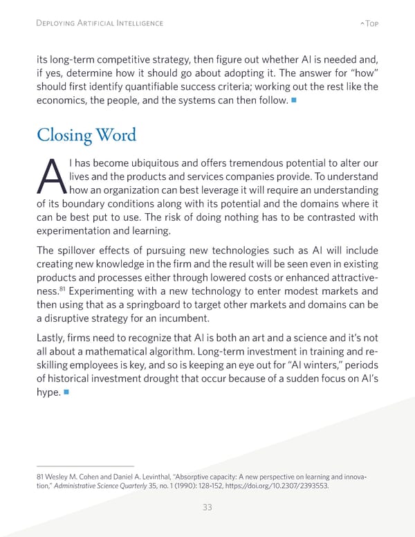 Deploying Artificial Intelligence: Strategic Insights - Page 33