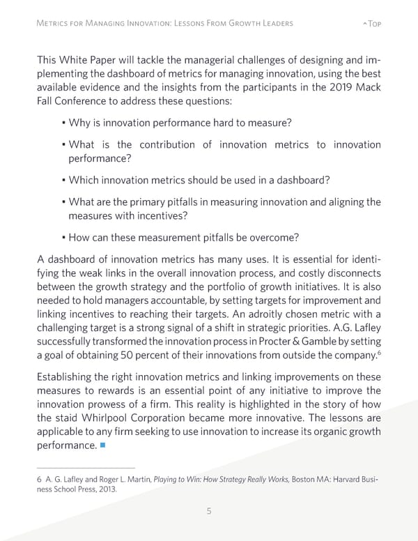 Metrics for Managing Innovation: Lessons From Growth Leaders - Page 5
