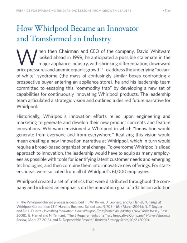Metrics for Managing Innovation: Lessons From Growth Leaders - Page 6