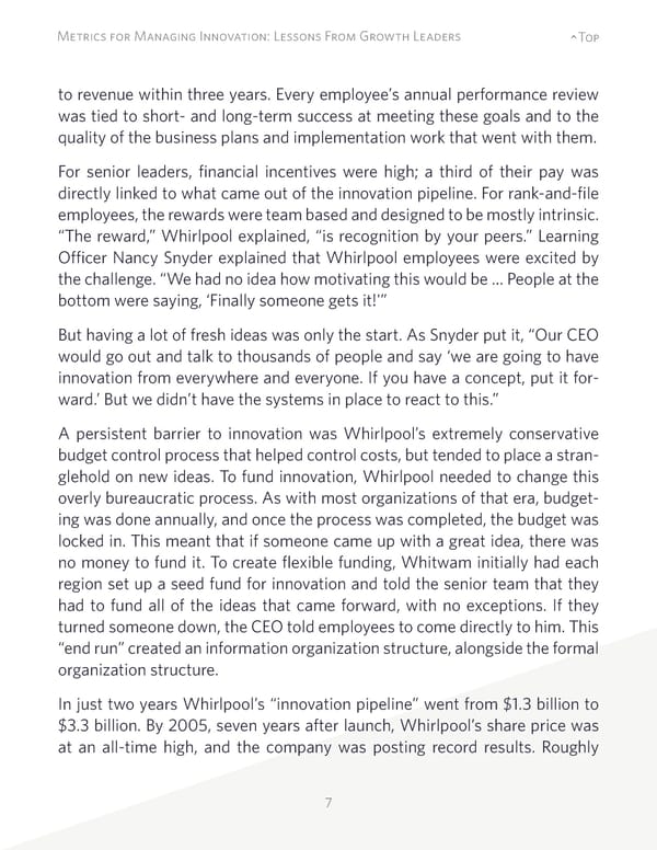 Metrics for Managing Innovation: Lessons From Growth Leaders - Page 7