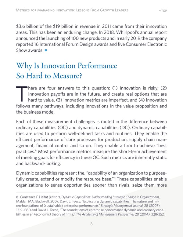 Metrics for Managing Innovation: Lessons From Growth Leaders - Page 8