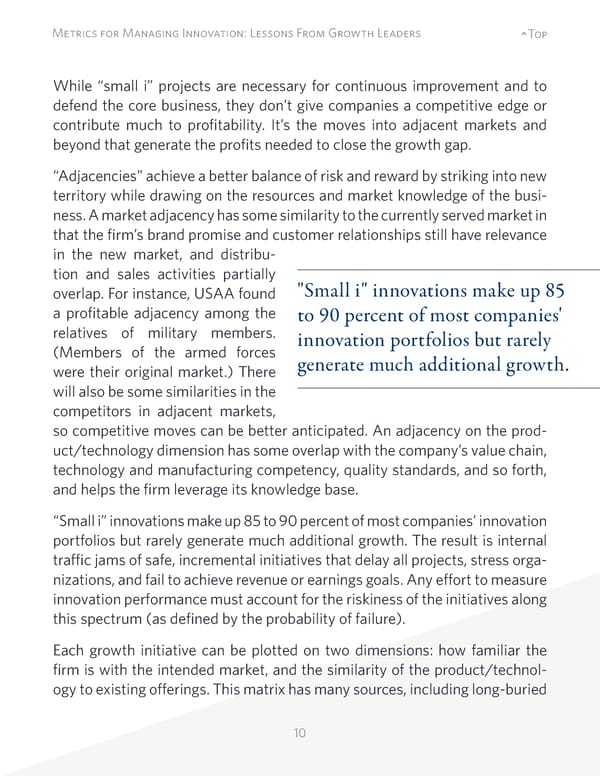 Metrics for Managing Innovation: Lessons From Growth Leaders - Page 10