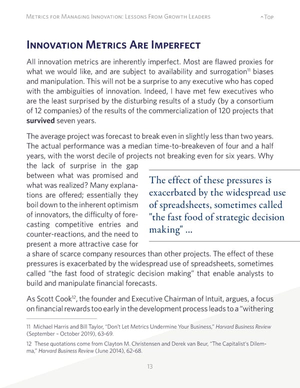 Metrics for Managing Innovation: Lessons From Growth Leaders - Page 13