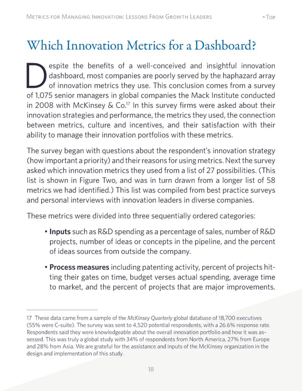 Metrics for Managing Innovation: Lessons From Growth Leaders - Page 18