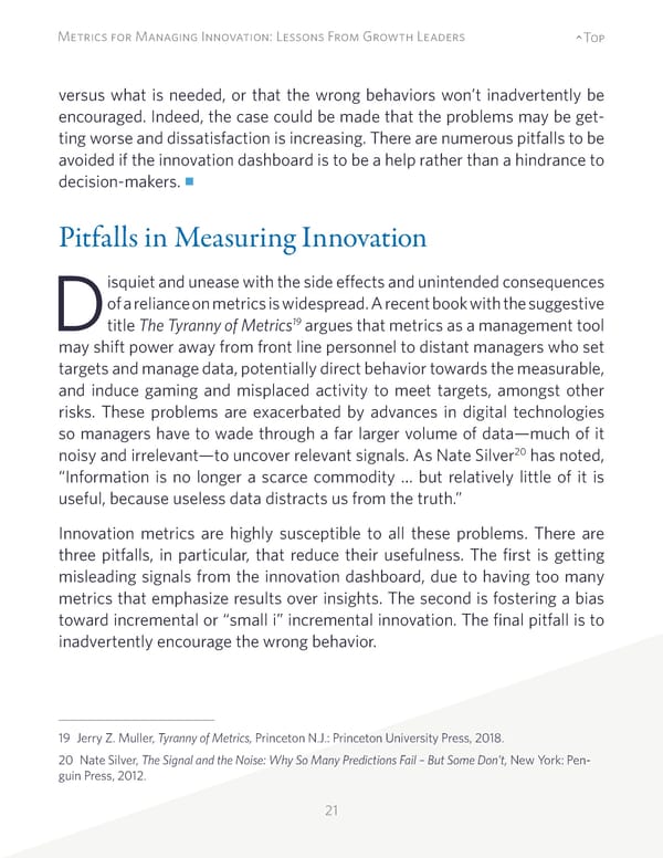 Metrics for Managing Innovation: Lessons From Growth Leaders - Page 21