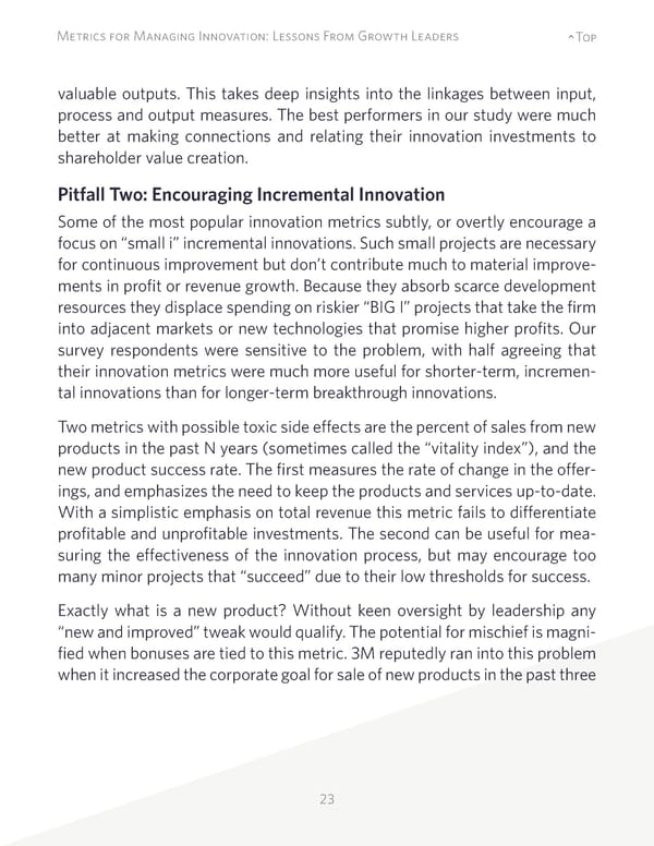 Metrics for Managing Innovation: Lessons From Growth Leaders - Page 23