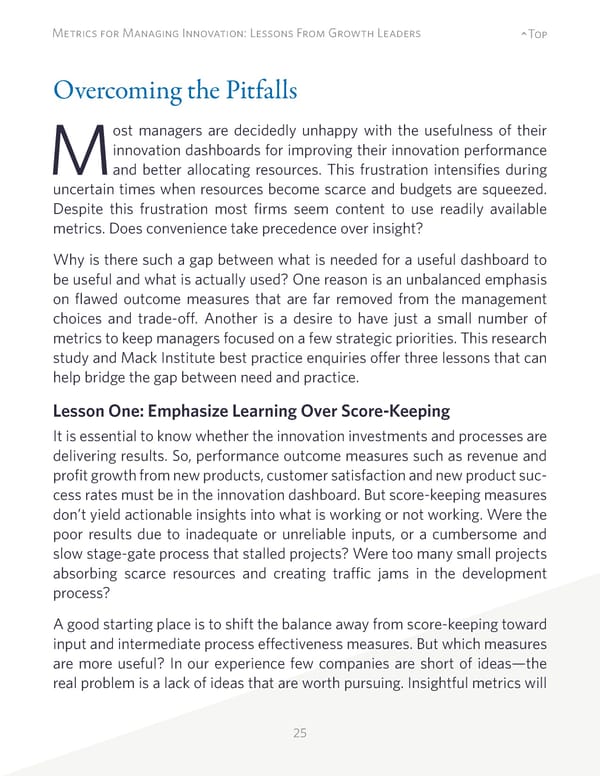 Metrics for Managing Innovation: Lessons From Growth Leaders - Page 25