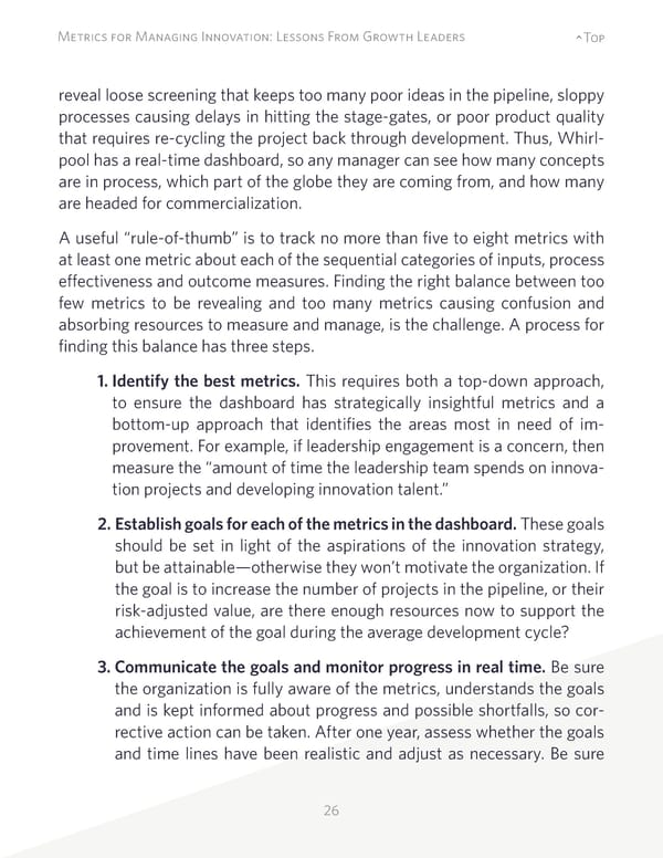 Metrics for Managing Innovation: Lessons From Growth Leaders - Page 26