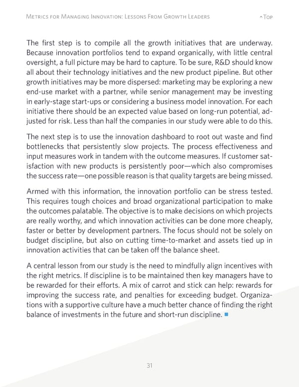 Metrics for Managing Innovation: Lessons From Growth Leaders - Page 31